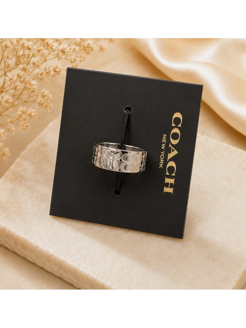 Coach Silver Signature Band Ring Size 7